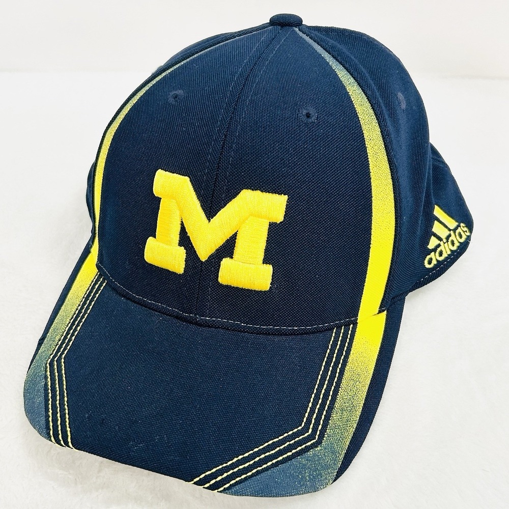 Adidas Michigan‎ Wolverines Climalite Team Logo Stretch Flex Hat Cap S/M Blue